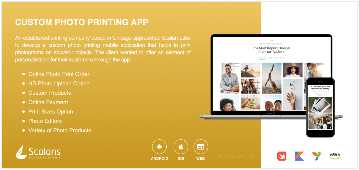 Custom photo printing app